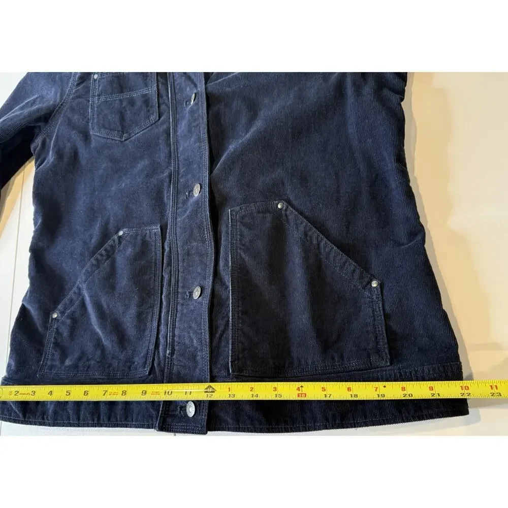 Eddie Bauer Corduroy Jacket Womens XL Tall Blue Utility Ranch‎ Outdoors Chore